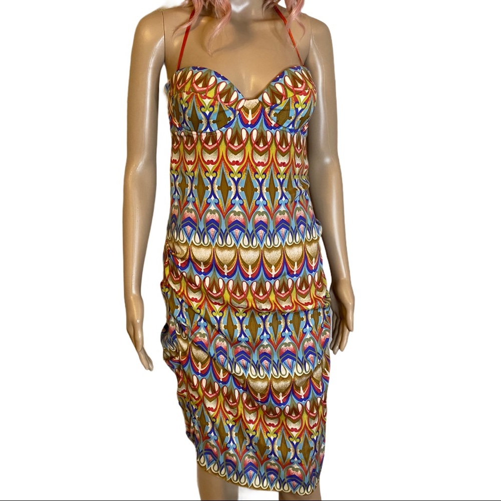 Nicole Miller multicolored silk/spandex dress sz 4 - Picture 3 of 9